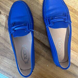 Tod's blue leather moccasin size 37 worn twice